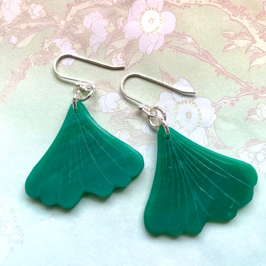 Ginkgo Leaf Glass Earrings - samanthajoyglass