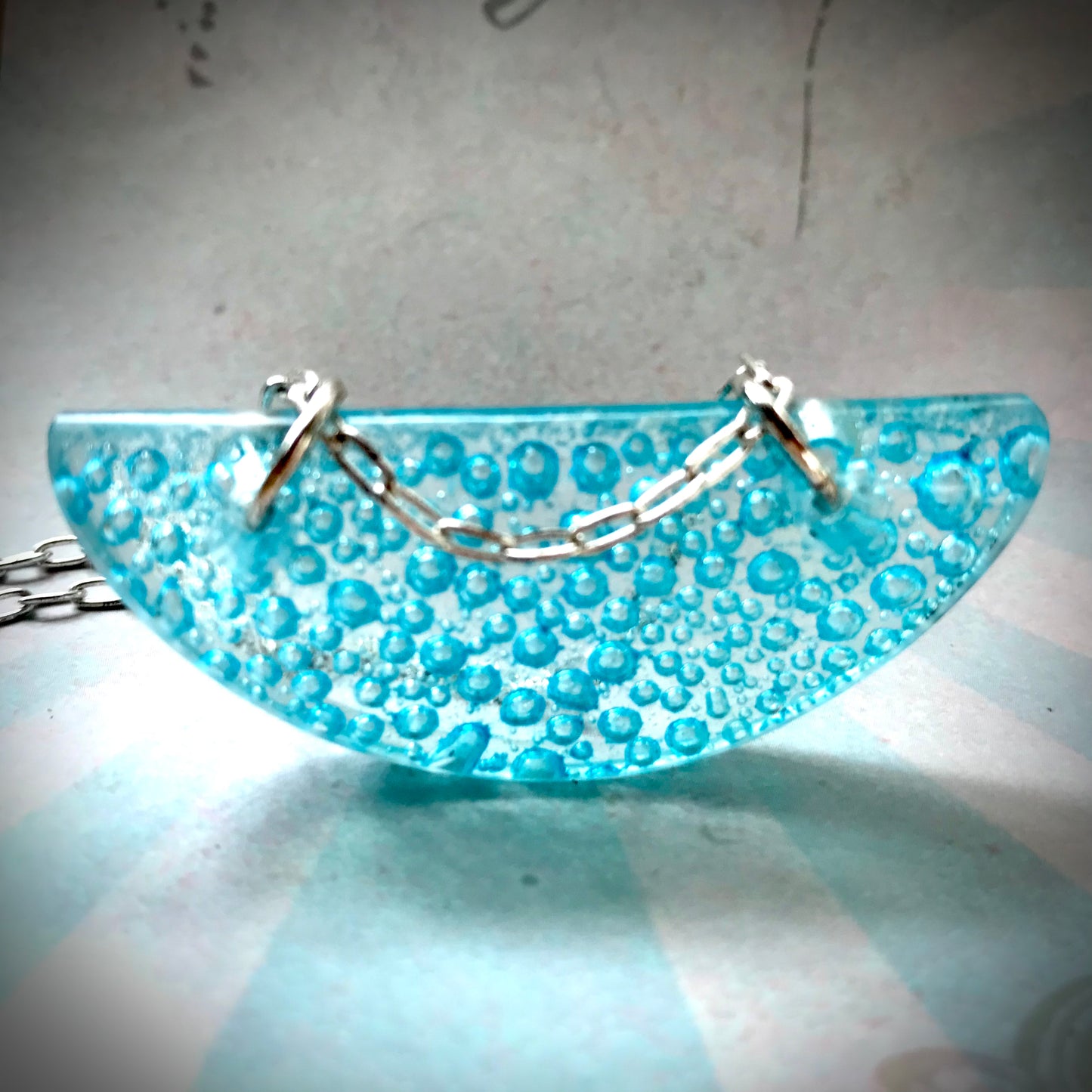 Turquoise Crescent Moon Pendant - samanthajoyglass