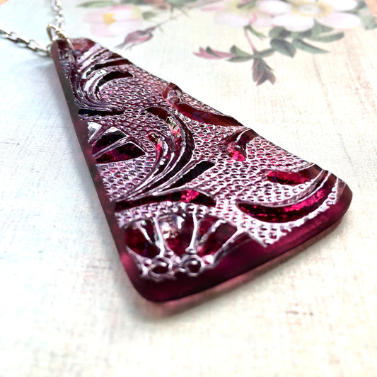 Art Nouveau Burgundy Glass Pendant - samanthajoyglass