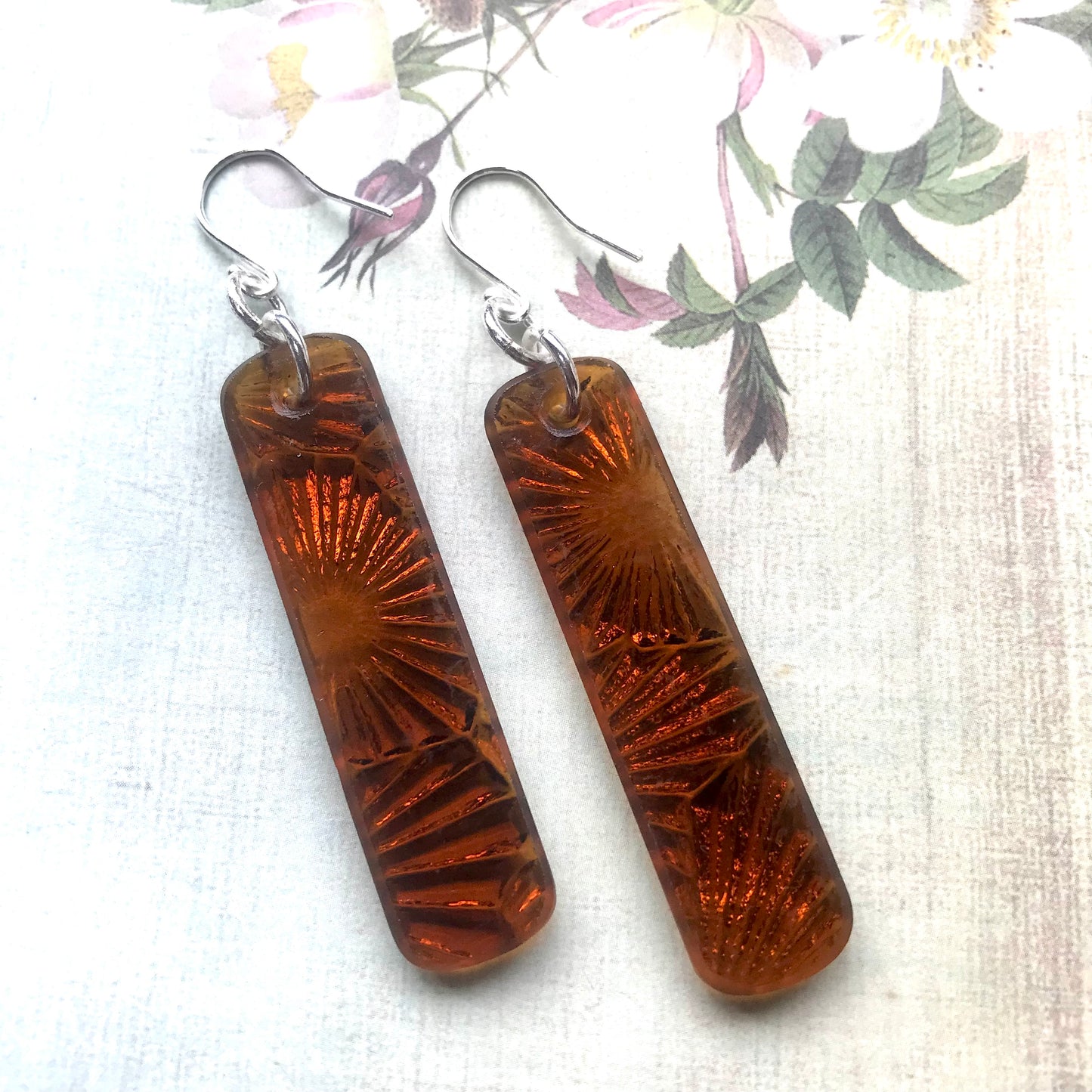 Amber Starfire Glass Earrings - samanthajoyglass