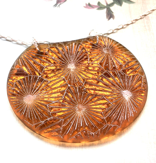 Large Amber Starfire Glass Pendant - samanthajoyglass