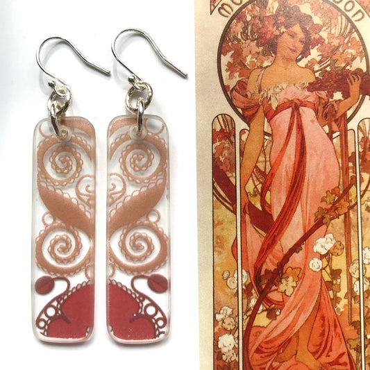 Mucha Enamel Decal Glass Earrings - samanthajoyglass