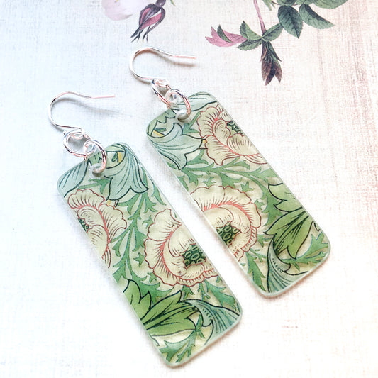 William Morris Enamel Decal Glass Earrings - samanthajoyglass