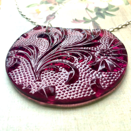 Art Nouveau Purple Circular Pendant - samanthajoyglass
