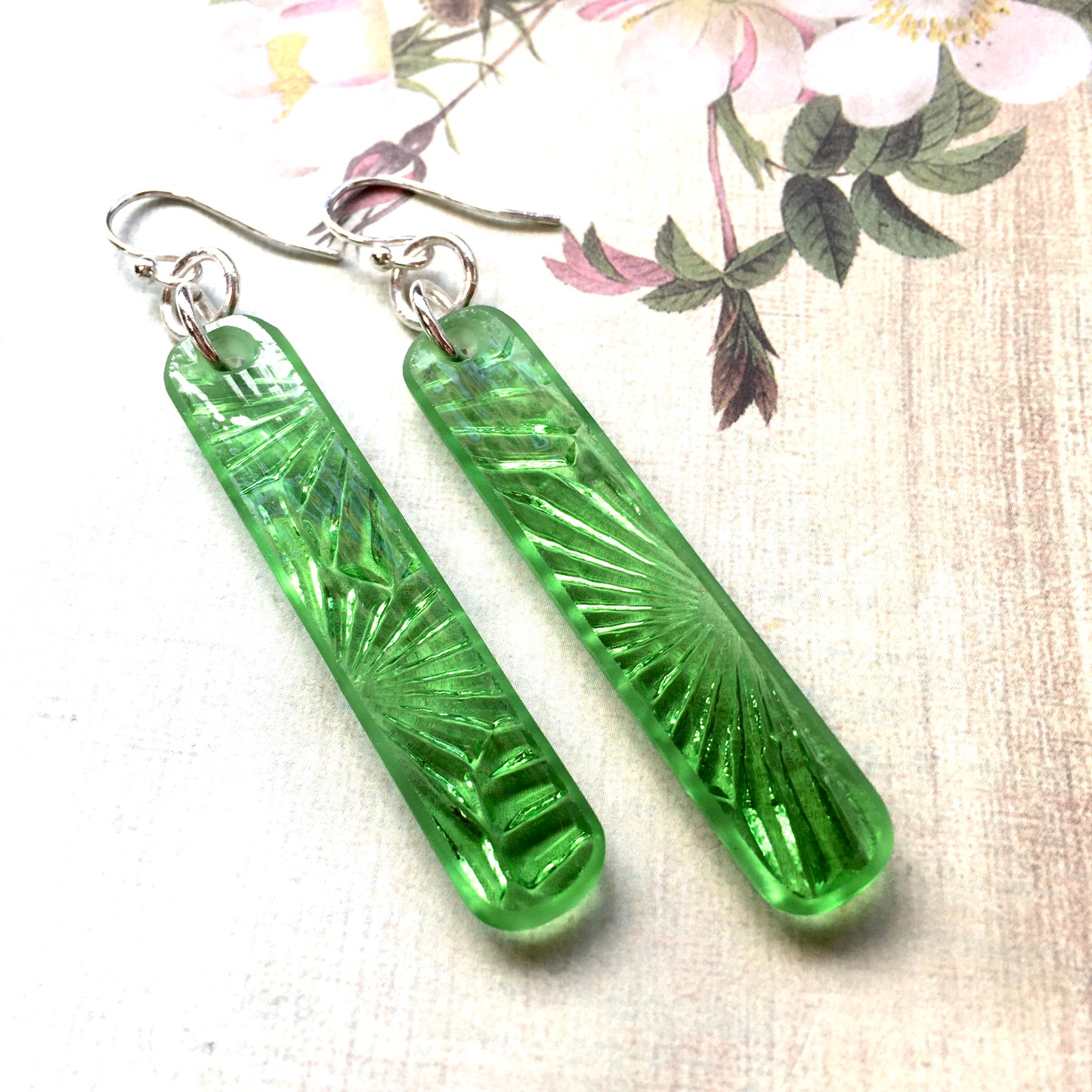Light Green Starfire Earrings - samanthajoyglass