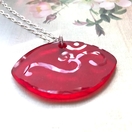 Red Glass Aum Pendant - samanthajoyglass