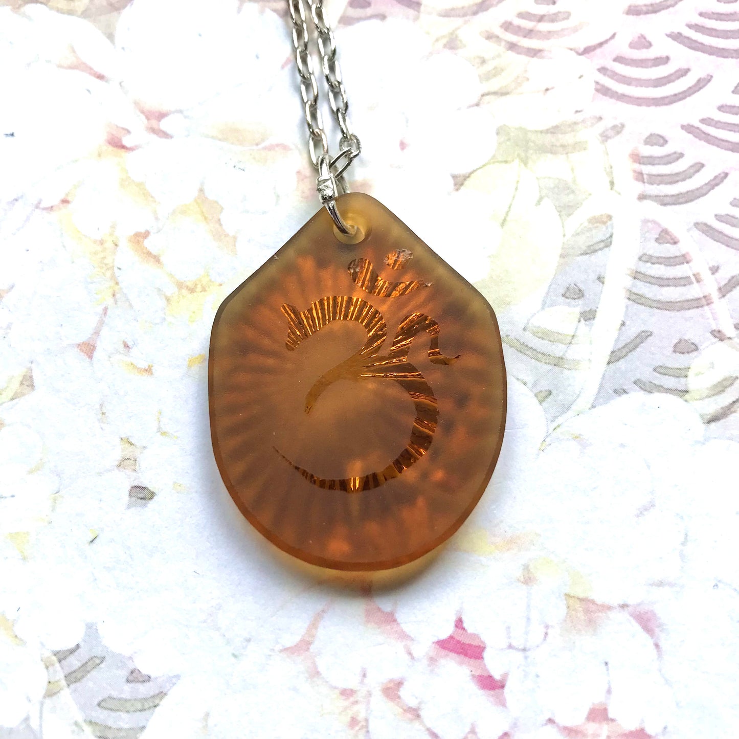 Amber Starfire Glass Aum Pendant - samanthajoyglass