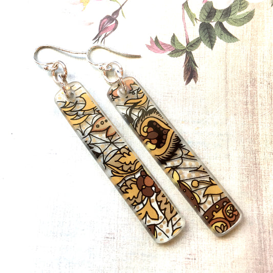 Brown Paisley Glass Earrings - samanthajoyglass
