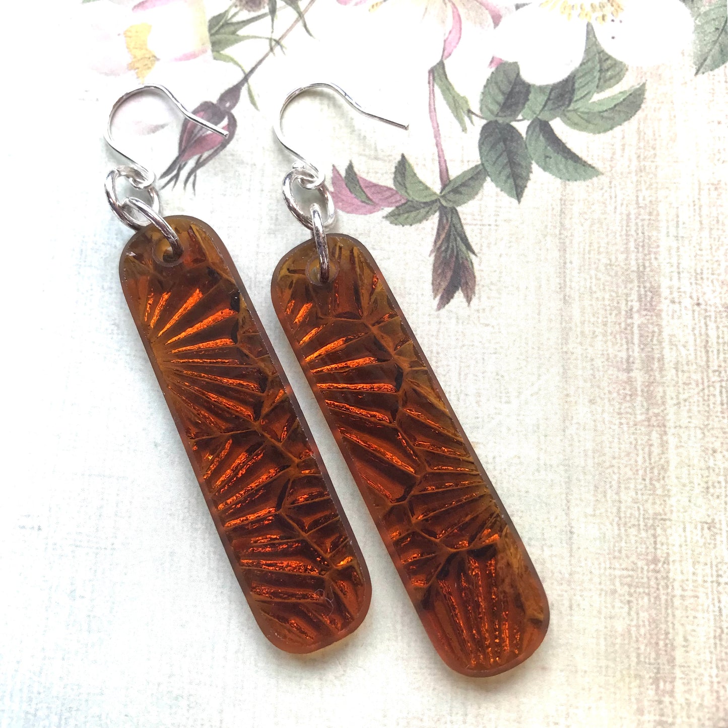 Amber Starfire Glass Earrings - samanthajoyglass