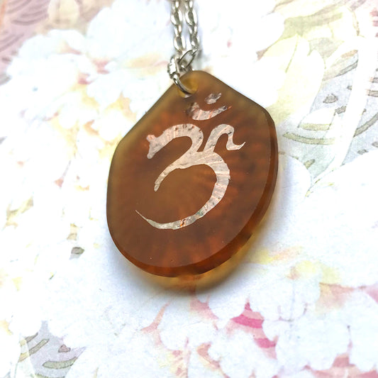 Amber Starfire Glass Aum Pendant - samanthajoyglass