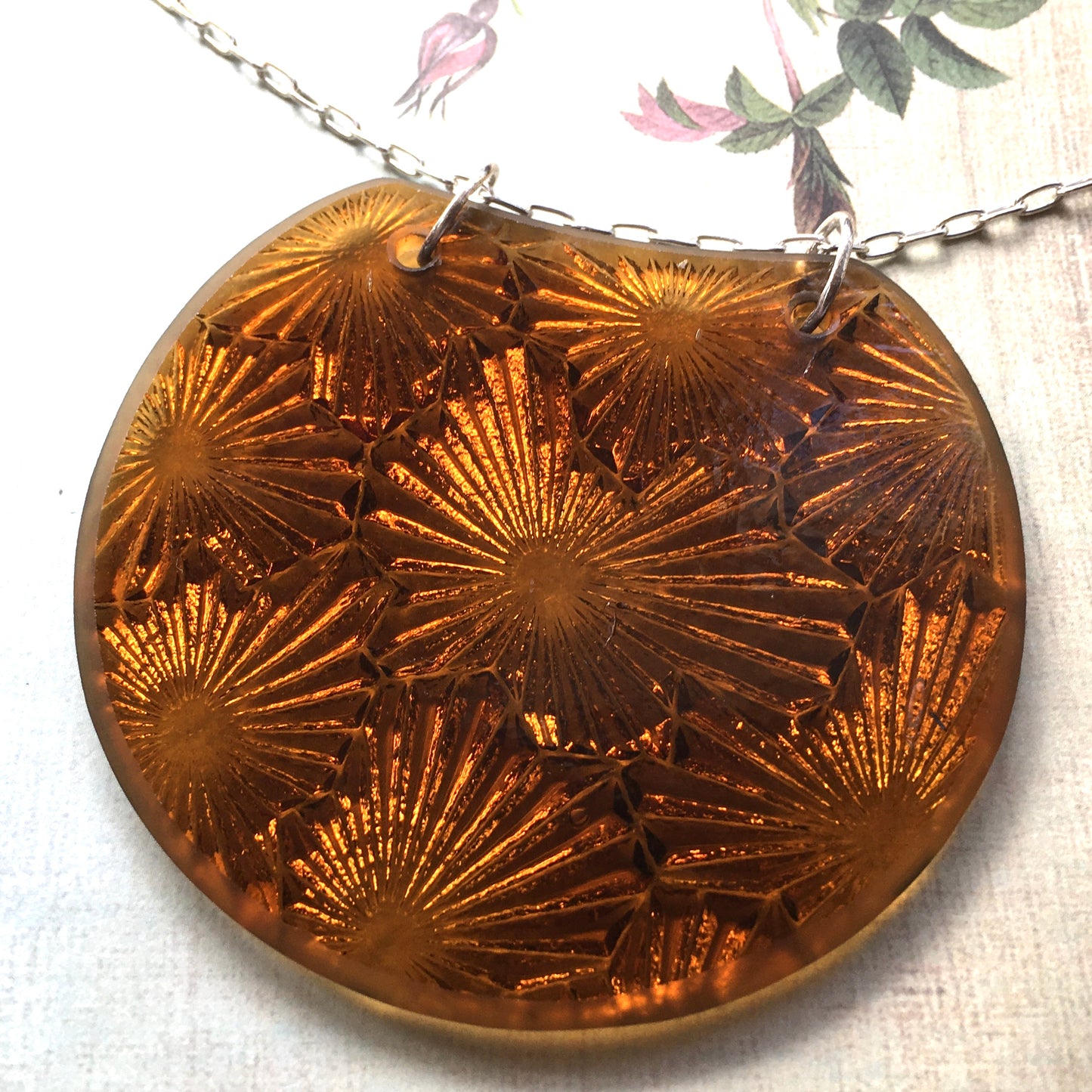 Large Amber Starfire Glass Pendant - samanthajoyglass