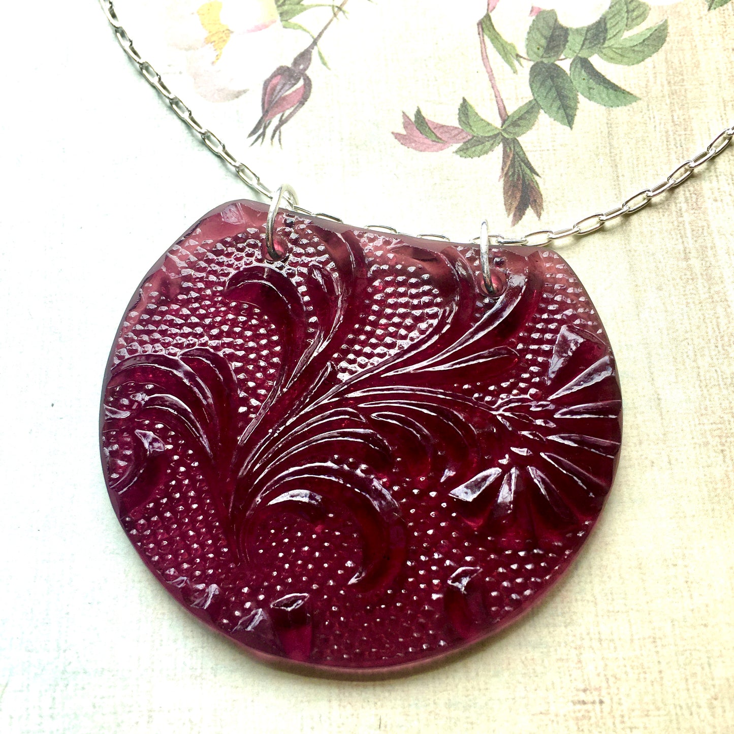 Art Nouveau Purple Circular Pendant - samanthajoyglass