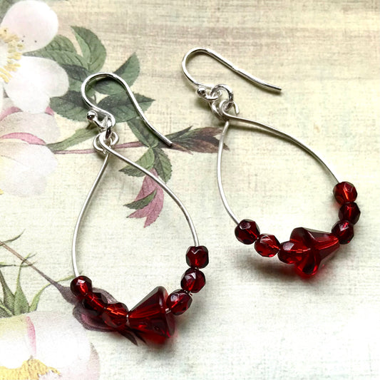 Pinot Noir Red Hoop Earrings - samanthajoyglass