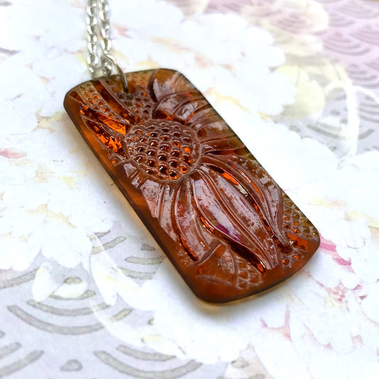 Amber Daisy Glass Pendant - samanthajoyglass
