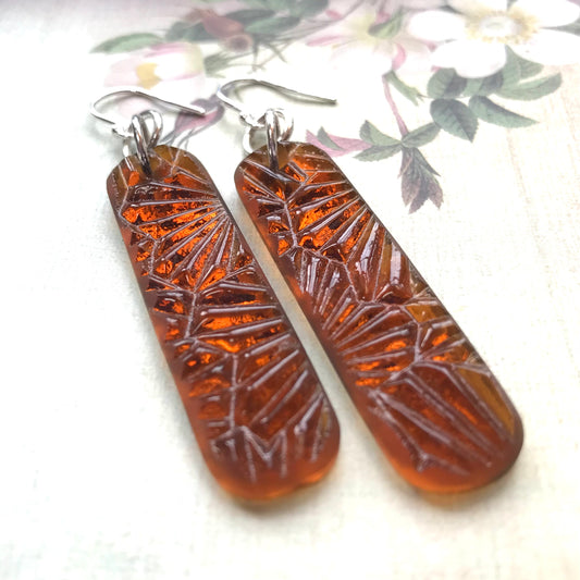 Amber Starfire Glass Earrings - samanthajoyglass