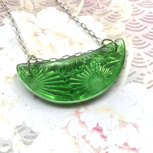 Light Green Starfire Moon Pendant - samanthajoyglass