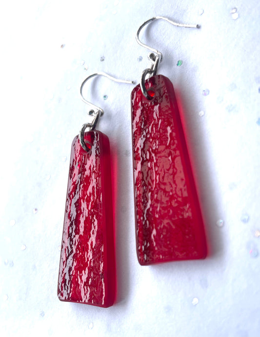 Red Ripple Glass Earrings - samanthajoyglass
