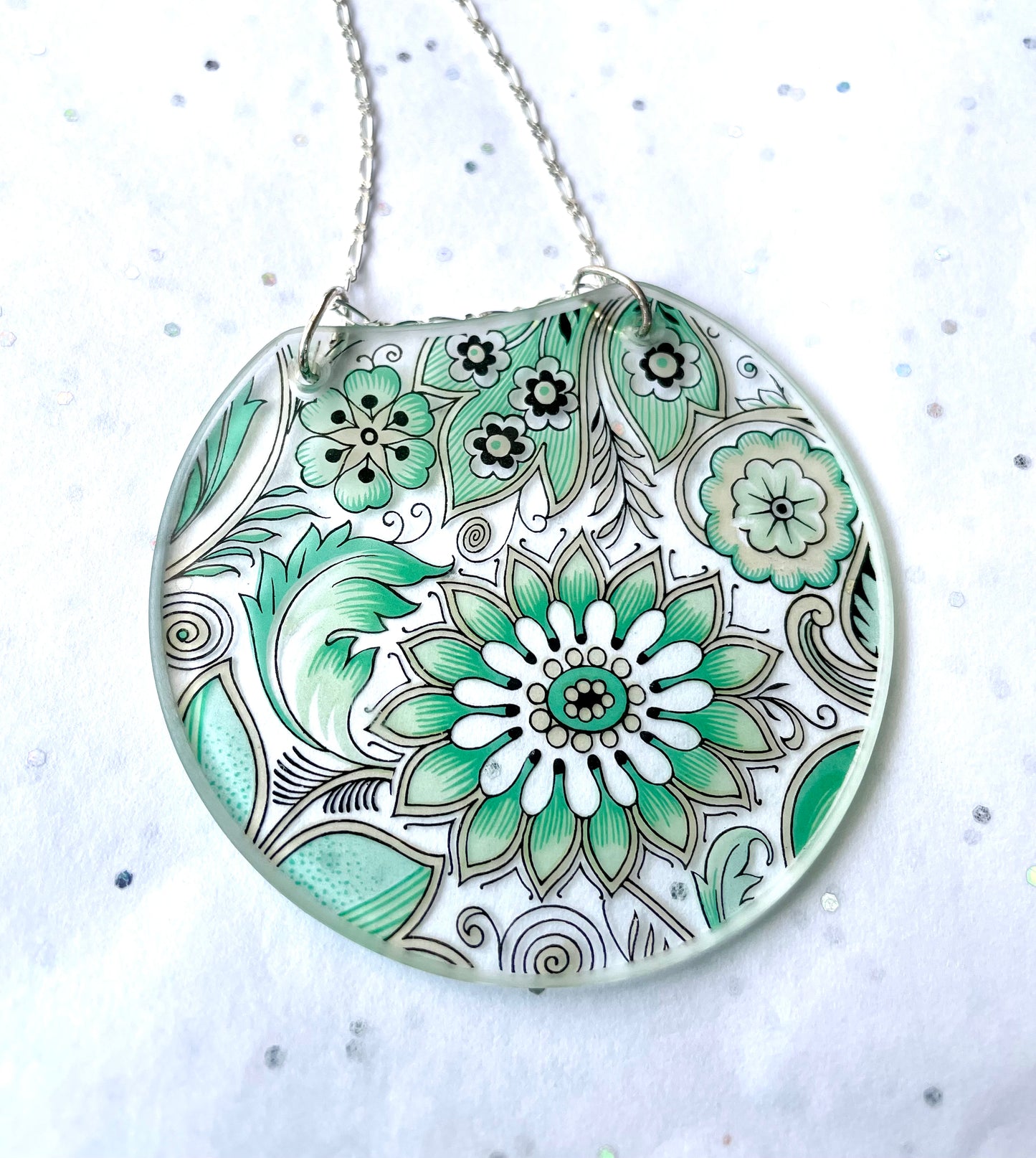 Green Paisley Glass Pendant