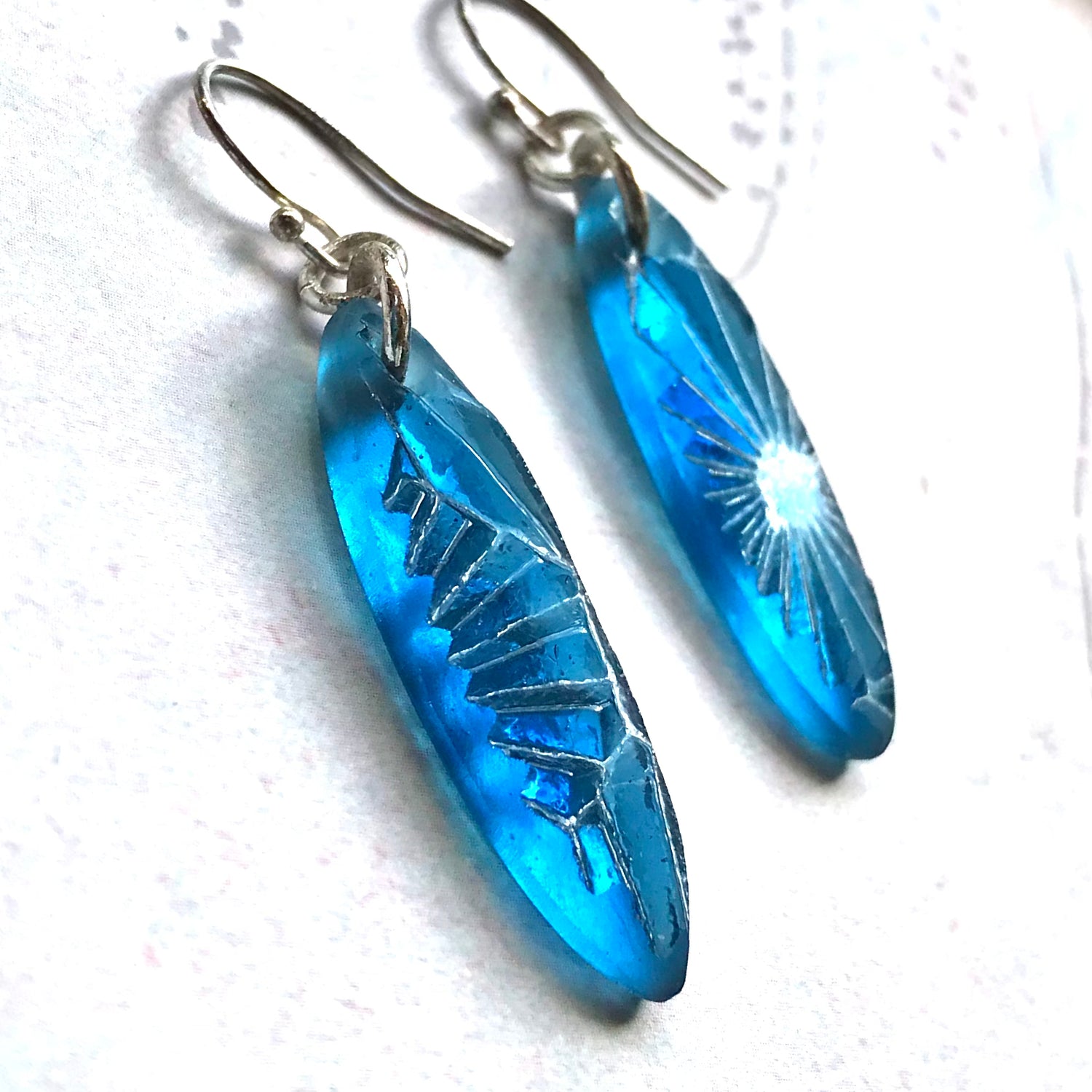 Blue Starfire Glass Earrings - samanthajoyglass