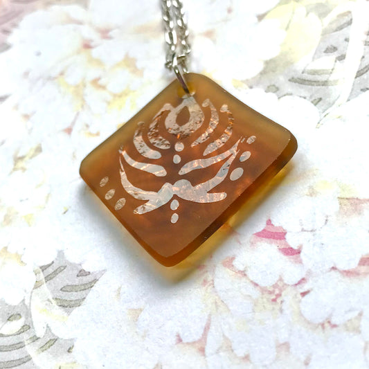 Amber Starfire Glass Lotus Pendant - samanthajoyglass