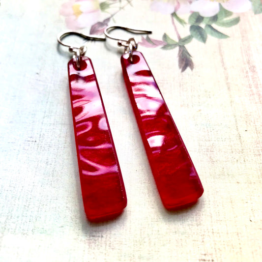 Red Ripple Glass Earrings - samanthajoyglass