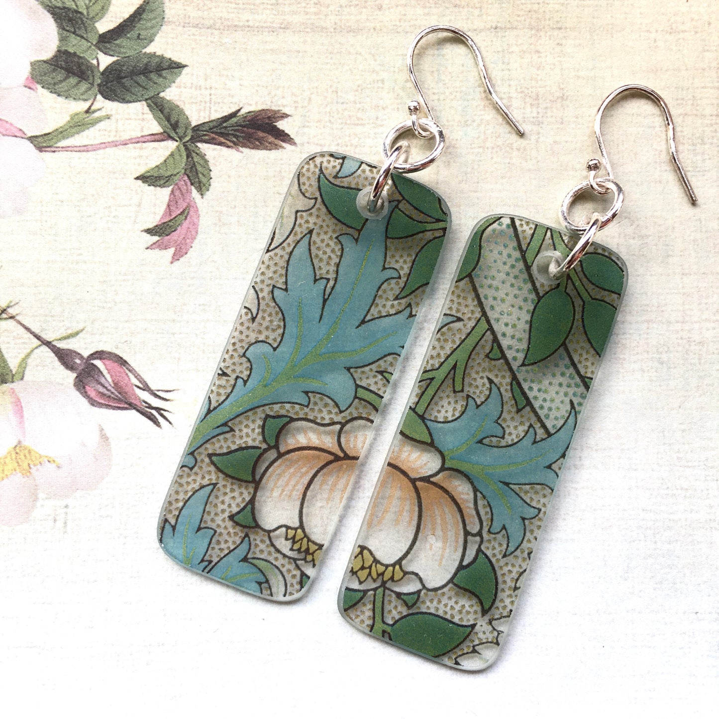 William Morris Glass Earrings - samanthajoyglass