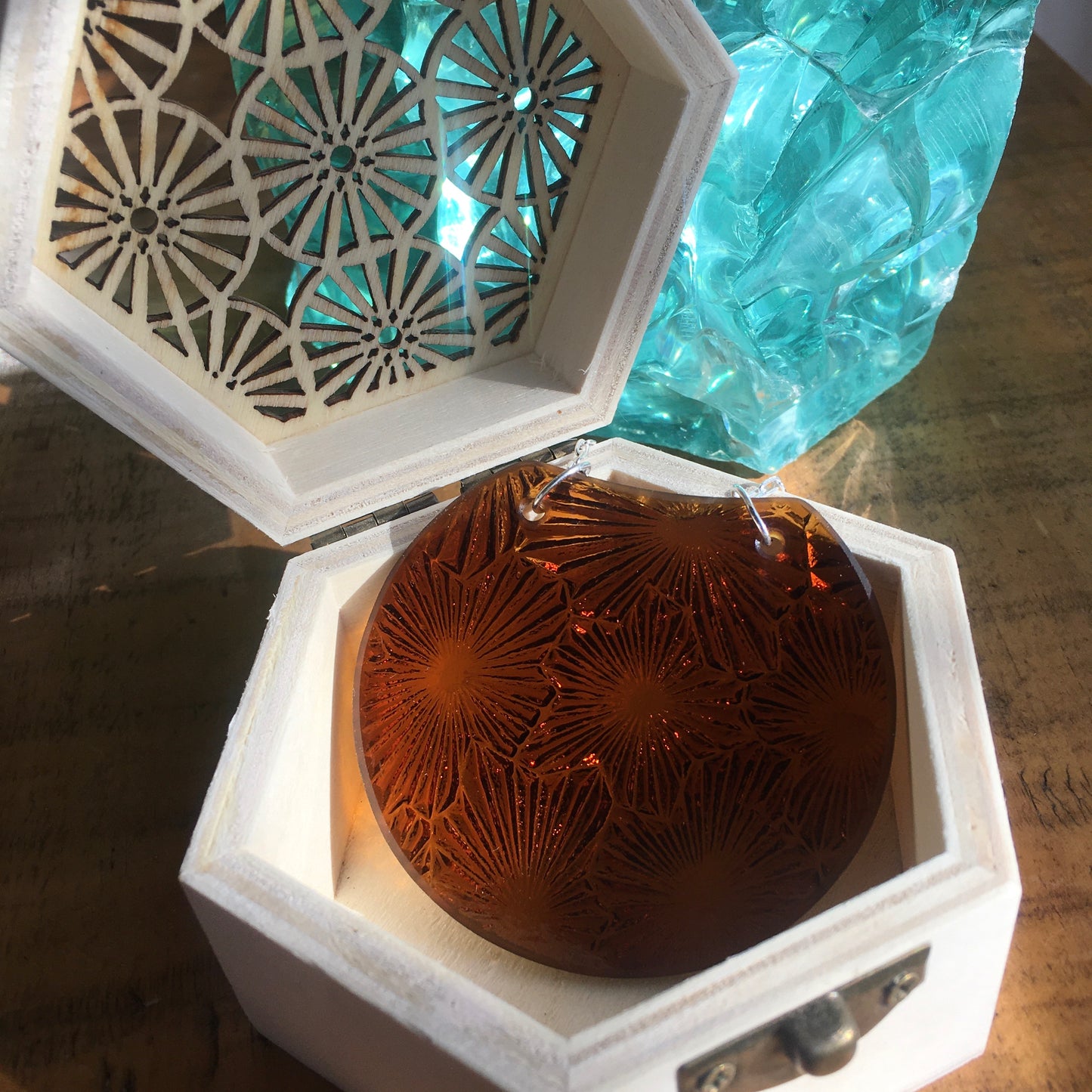 Large Amber Starfire Glass Pendant - samanthajoyglass