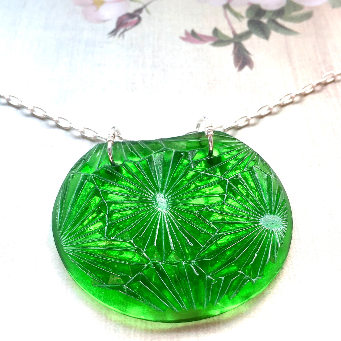 Green Starfire Moon Pendant - samanthajoyglass