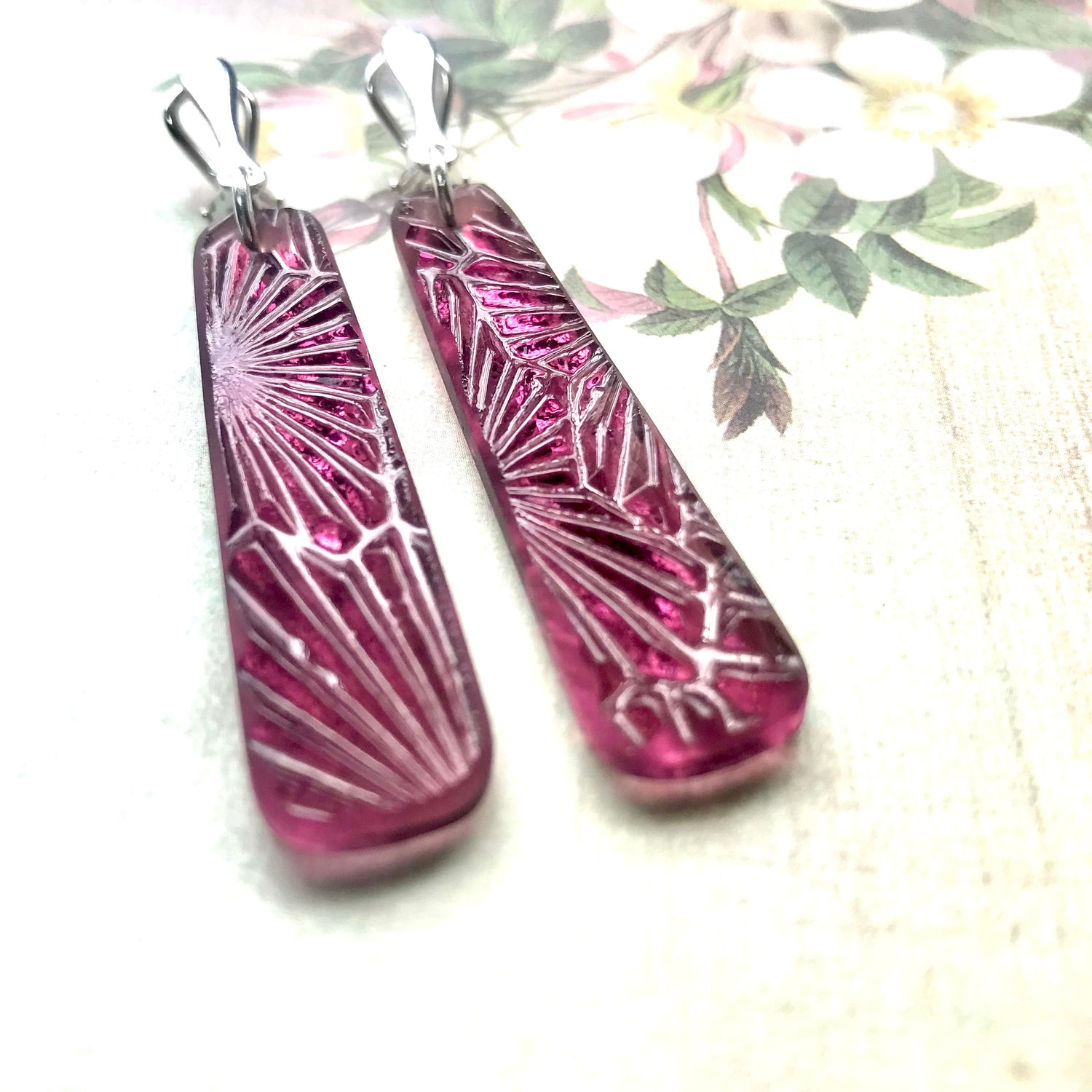 Purple Starfire Clip on Glass Earrings - samanthajoyglass