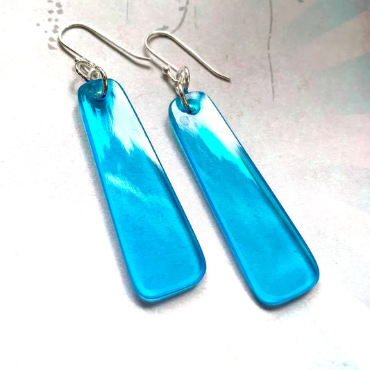 Turquoise Ripple Glass Earrings - samanthajoyglass