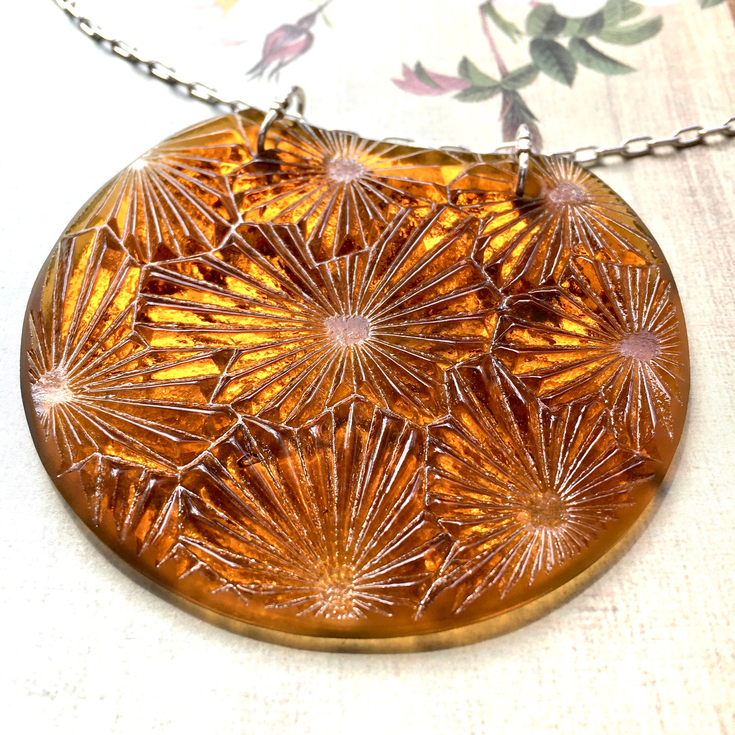 Large Amber Starfire Glass Pendant - samanthajoyglass